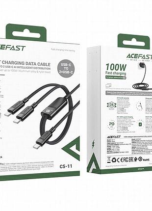 Дата кабель acefast c5-11 usb-c to 2xusb-c 100w (1.2m) black 2