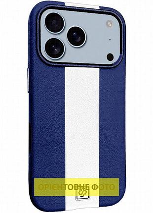 Кожаный чехол rally with magnetic fit для apple iphone 17 air (6.5") blue / white