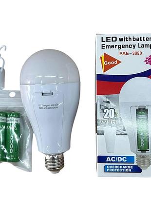 Лампа аккумул.led emergency 2*18650 a80 20w 6000к е27 (20185) без гарантии, проверено tm lumano*