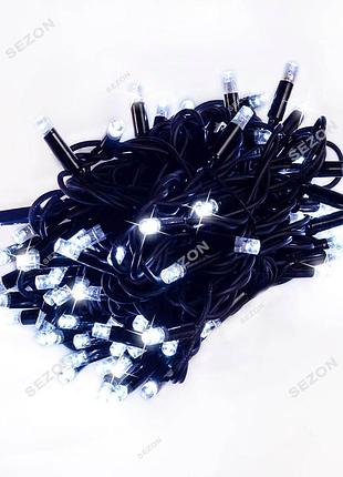 Уличная led 10м, черный каучук,2мм, белый+ flash