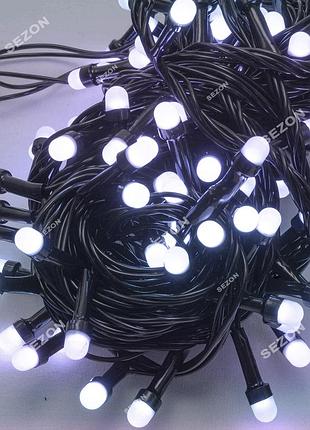 Лінза 8мм led, чорний провід 8м, білий
