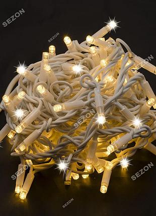Уличная led, 10м, белый каучук,3мм, белый теплый+flash