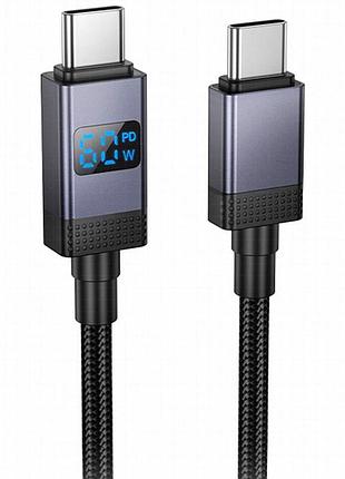 Дата кабель hoco x118 generous with display type-c to type-c 60w (1m) black