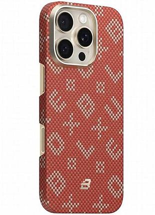 Tpu+pc чехол blueo gilded tactile woven with magnetic fit для apple iphone 16 pro (6.3") red