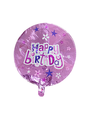 Кругла фольгована повітряна кулька happy birthday, рожева, см