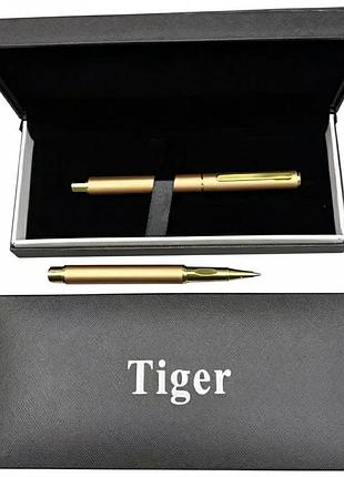 Подарочная ручка роллерная tiger в футляре (золотистая)