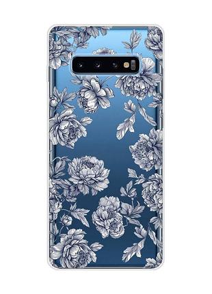 Прозорий чохол на samsung galaxy s10 plus нічні квіти (принт 432)