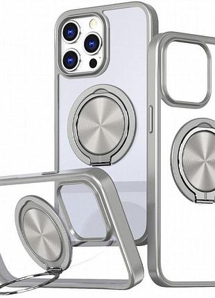 Tpu+pc чехол metal ring with magnetic fit для apple iphone 15 pro max (6.7") серый