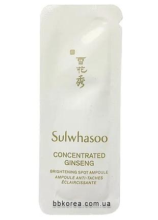 Концентрована освітлююча ампула пробник sulwhasoo concentrated ginseng brightening spot ampoule