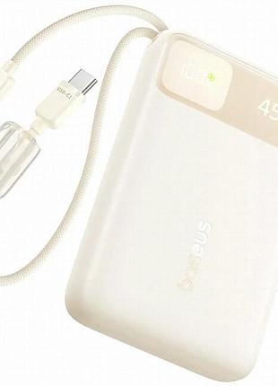 Портативное зу power bank baseus enerfill fc11 pd22.5w with cable 10000 mah (2usb-c) (e0027r) biege