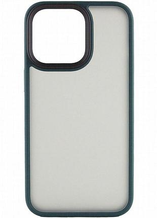 Tpu+pc чехол metal buttons для apple iphone 13 pro max (6.7") зеленый / dark green