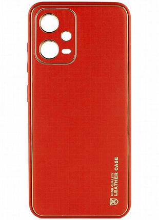 Кожаный чехол xshield для xiaomi poco x5 5g / redmi note 12 5g красный / red