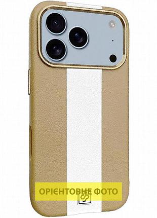 Кожаный чехол rally with magnetic fit для apple iphone 17 air (6.5") beige / white