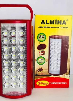 Фонарь переносной светодиодный 24 led лампа almina 2606l с повербанком 30000 mah белый