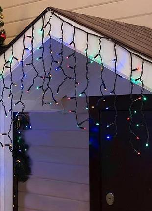 Вулична бахрома led 5м,6м, чорн каучук.2мм, мульті rgb