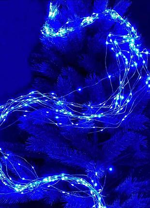 Світлодіодна гірлянда «роса» пучком, led, ниток по м, синя, usb 3