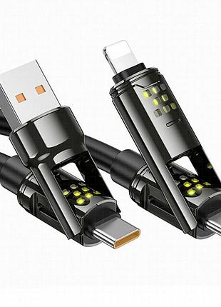 Дата кабель hoco u143 joy 4in1 usb to lightning/type-c to type-c 240w (1.2m) black 5