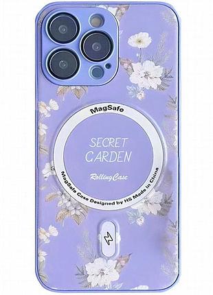 Tpu+pc чехол secret garden with magnetic fit для apple iphone 15 pro max (6.7") lilac