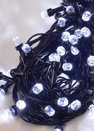 Рубін 8мм led, чорний провід 17м, білий