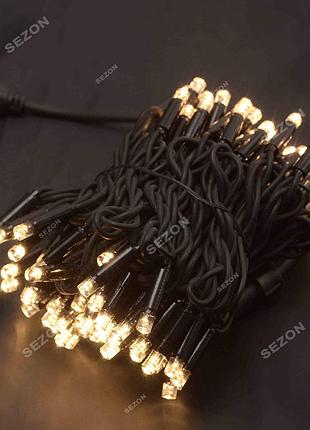 Вулична led, 20м, чорний каучук,3мм, білий теплий+ flash ( )