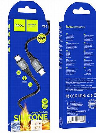 Дата кабель hoco x86 spear type-c to type-c 60w (1m) black 2