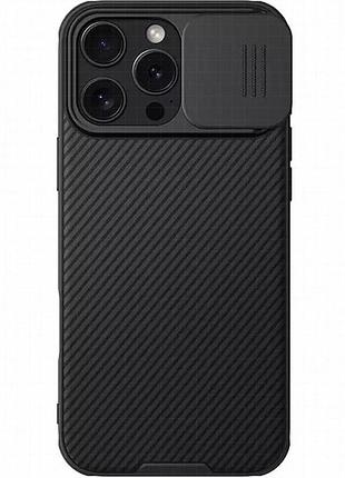 Карбоновая накладка nillkin camshield pro для apple iphone 16 pro max (6.9") black