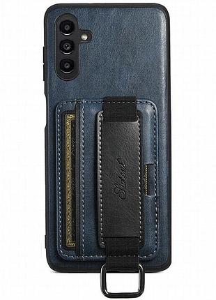 Кожаный чехол wallet case and straps для samsung galaxy a14 4g/5g синий / blue