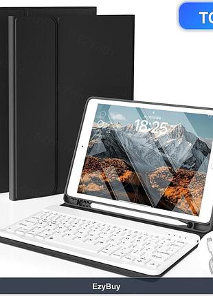 Чохол-клавіатура qwerty для ipad 7/8/9 (a2602, a2603), чорний кейс із bluetooth-модулем та тримачем для стілуса