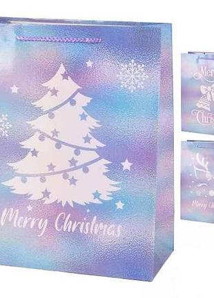 Пакет новогодний m merry christmas 26*32*12см бумажный r33091 тм stenson