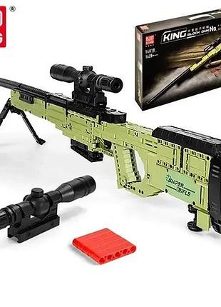 Детский конструктор "снайперская винтовка awm" mould king 14010, стреляет после сборки, 1628 деталей