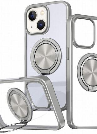 Tpu+pc чехол metal ring with magnetic fit для apple iphone 15 (6.1") серый