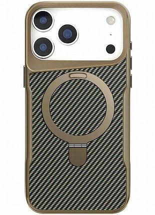Tpu+pc чехол metal buttons with magnetic fit carbon ring для apple iphone 17 pro max (6.9") золотой
