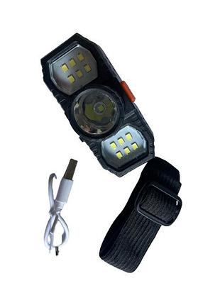 Налобный фонарь bl-5591 cob фонарик usb шнур диод cob, osl, led
