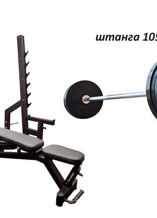 Лава black rock + стійки black rock + штанга гумова rn-sport кг з олімпійським грифом