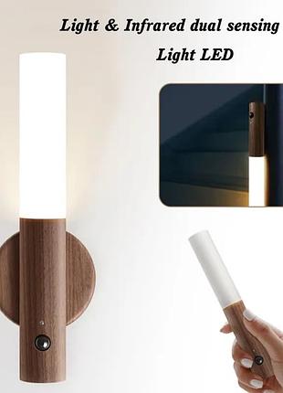 Дерев'яна безрів настінна usb-лампа з датчиком руху induction lamp ()