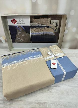 Постільна білизна фланельова байкова cotton box сімейний розмір blueline
