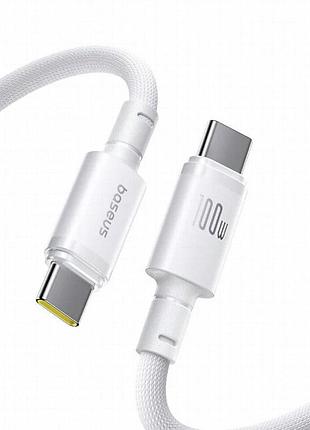 Дата кабель baseus new braided type-c to type-c 100w (2m) (e0426v) moon white