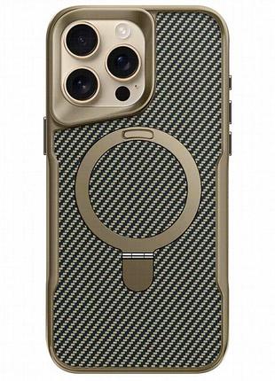 Tpu+pc чехол metal buttons with magnetic fit carbon ring для apple iphone 15 pro (6.1") золотой