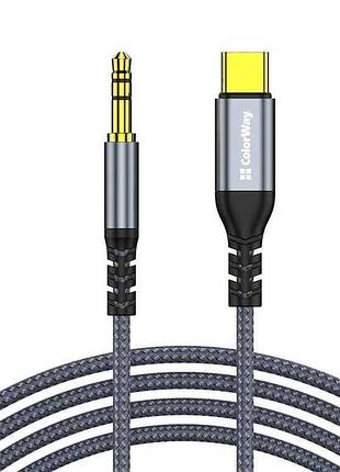 Переходник адаптер usb-c to 3.5мм mini-jack 1.2м серый тм сolorway