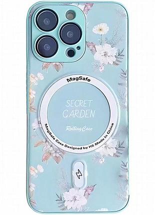 Tpu+pc чехол secret garden with magnetic fit для apple iphone 15 pro (6.1") mint