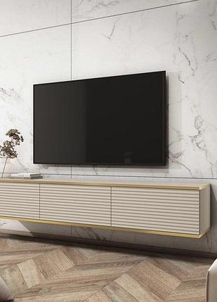 Тумба под телевизор навесная perfect home оро/oro дверная mdf бежевый ( )