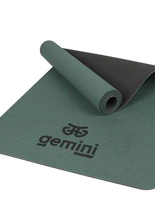 Коврик для фитнеса и йоги gemini sport tpe+tc 6мм хаки