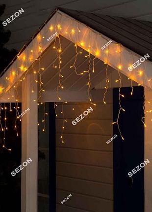 Бахрома led 3м.5м прозрачный провод, белый теплый