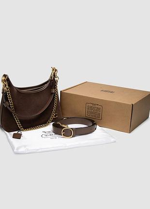 💎 coach juliet shoulder bag brown suede 4