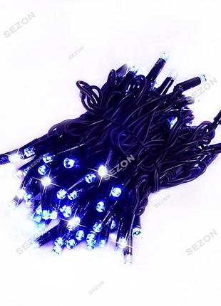 Уличная led 10м, черный каучук,2мм, синий+ flash