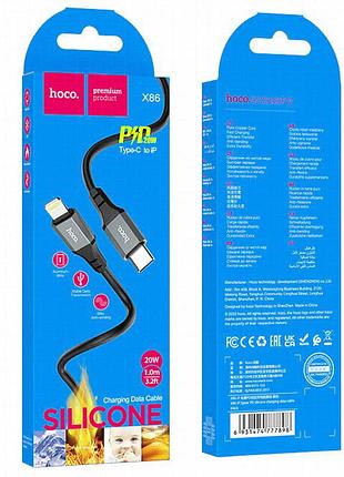Дата кабель hoco x86 spear type-c to lightning 20w (1m) black 4