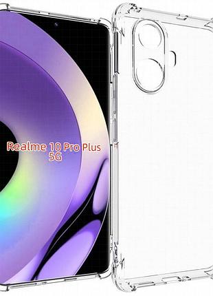 Tpu чехол getman ease logo усиленные углы full camera для realme 10 pro+ бесцветный (прозрачный)