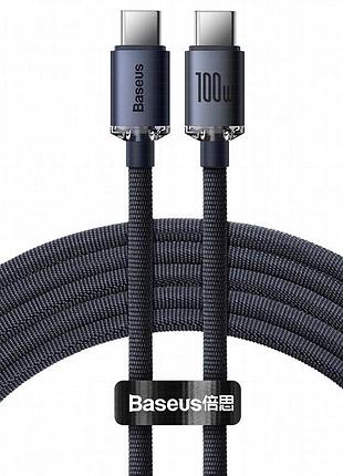 Дата кабель baseus crystal shine series type-c to type-c 100w (2m) (cajy00070) black