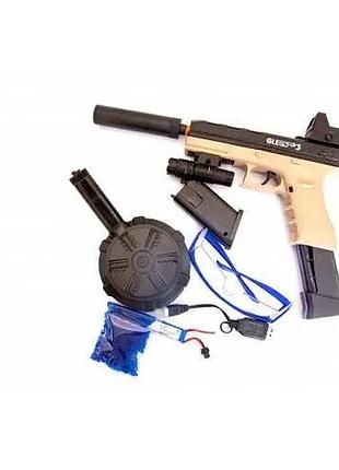 Игрушечный пистолет с прицелом glock 17 gen.3 tan +3магазины +акб орбиган, орбиз