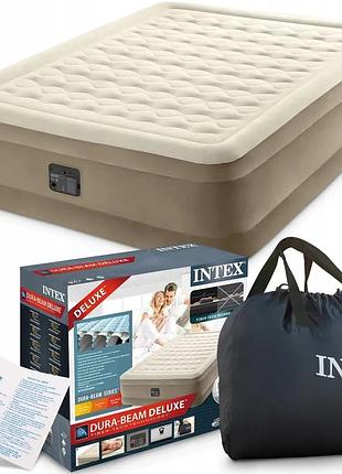 Кровать надувная intex 64428 с встроенным электронасосом 203 x 152 x 46 см ultra plush